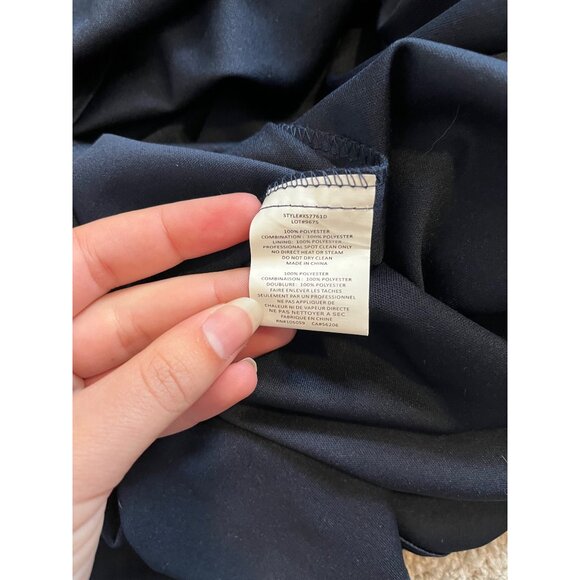 Xscape Cap-Sleeve Beaded Yoke Sheer Gown By Davids Bridal Sz 16 Ruched Navy NWT - Picture 12 of 12